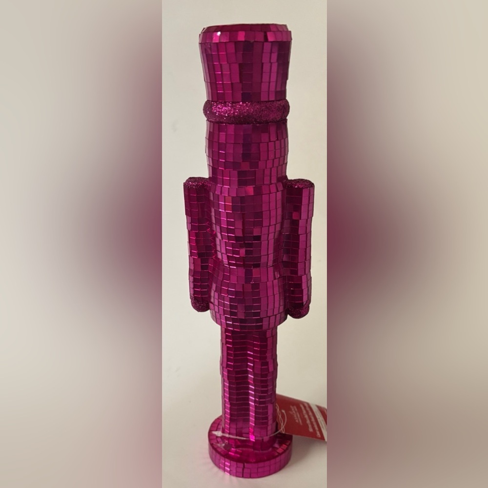 Ashland Christmas mirror disco ball nutcracker NWT NEW Xmas pink 13” - Picture 2 of 8